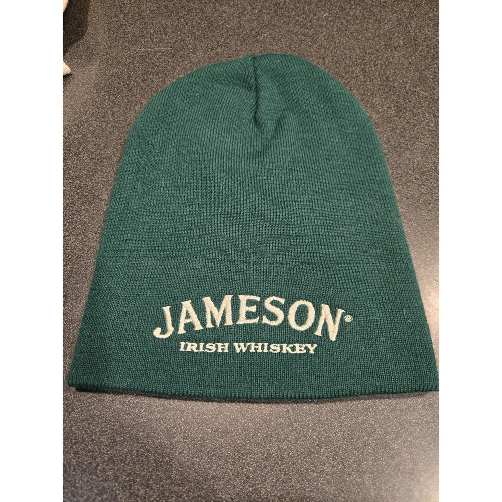 Jameson Irish Whiskey Green Knit Beanie Hat Embroidered Logo Cuffless OSFM